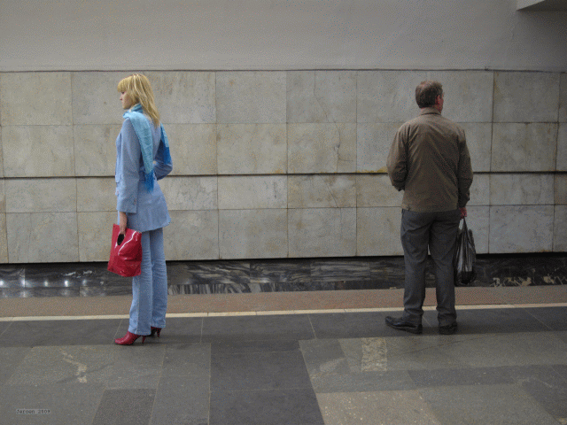 Moscow metro blue lady