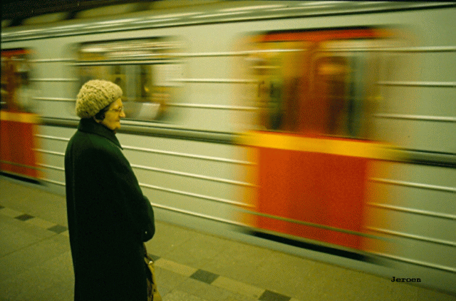 old lady Prague undergound